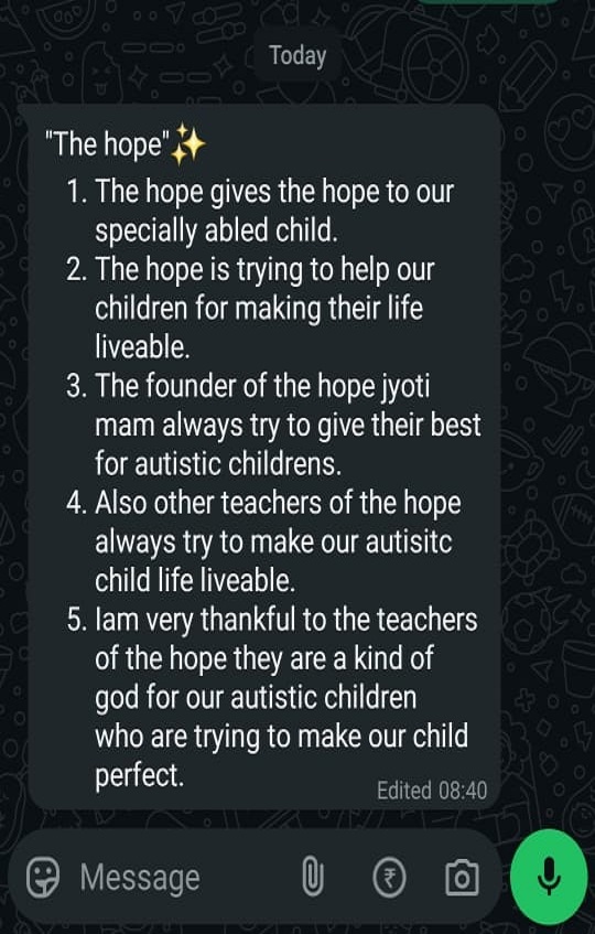 Parent Message Screenshot